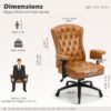 YAMASORO Ergonomic Executive Office Chair with Height-Adjustable, Home Office Desk Chairs PU Leather Swivel Work Chair, Camel