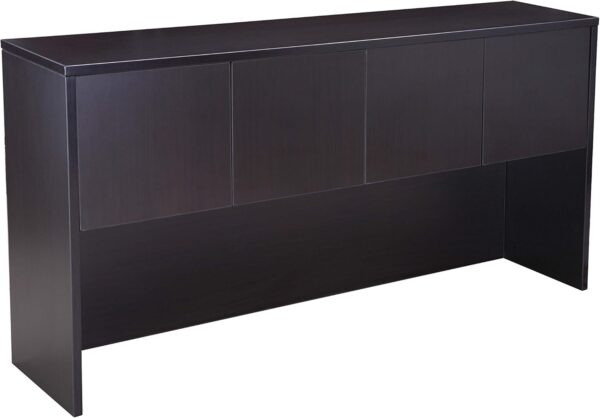 Boss Office Products Holland 71" Executive Desk and Credenza with 2 File Storage Pedestal and Hutch, Mocha