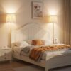 Dimmable Floor Lamp for Living Room, 68" Tall Standing Lamp, Reading Light with Remote & Foot Pedal, 10W LED Bulb (3000K-6500K) Included, FCC Listed, Reinforced Base, Gold and White DW12LD05