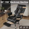 COMHOMA Big and Tall Office Chair 400lbs High Back Leather Executive Chair with Ergonomic Lumbar Support & Pocket Spring Cushion for Lower Back Pain Relief, White Black