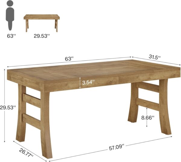 Tribesigns 63-Inch Executive Desk, Large Office Computer Desk with Sturdy Legs, Farmhouse Workstation Writing Table Business Furniture for Home Office, Light Brown