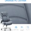 GYI Big and Tall Office Chair 400lb Wide Seat, Ergonomic High Back Leather Executive Desk Chair with Flip-up Arms, Gray/Blue