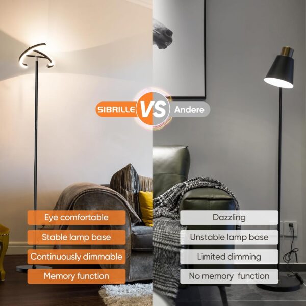 Floor Lamps for Living Room,SIBRILLE Modern Stepless Dimmable Standing Lamp 3000-6000K,22W LED Rotatable Reading Standing Light,Touch&Remote Control Uplighter Floor Lamp for Living Room Bedroom Office