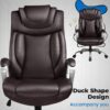 COMHOMA Ergonomic Office Chair Wheels Home Office Desk Chairs Comfy Back Support PU Leather Executive Office Chair with Headrest Padded Armrests Height Adjustable Tilt Swivel Rolling Reclining Seat