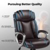 COMHOMA Ergonomic Office Chair Wheels Home Office Desk Chairs Comfy Back Support PU Leather Executive Office Chair with Headrest Padded Armrests Height Adjustable Tilt Swivel Rolling Reclining Seat