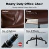 Ergonomic Executive Office Chair for Big & Tall - 500lbs Capacity with Lumbar Support & Flip-Up Armrests, Heavy Duty PU Leather Computer Desk Chair, Brown