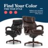 La-Z-Boy Bellamy Executive Office Chair with Memory Foam Cushions, Real Wood Arms and Swivel Base, Waterfall Seat Edge, Faux Bonded Leather, Brown