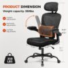COMHOMA Ergonomic Office Desk Chair with 3D Adjustable Lumbar Support & Headrest, High Back Executive Computer Chair Comfy for Back Pain Relief, Flip-up Armrests (Black)
