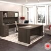 Bestar Logan U or L-Shaped Executive Office Desk with Pedestal and Hutch in Antigua, 66W