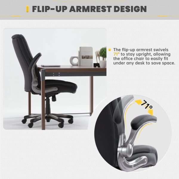 COLAMY High Back Executive Office Chair 400lbs, Large Heavy Duty Big and Tall Computer Office Desk Chair Flip-up Arms Wide Thick Seat for Home Office - Black