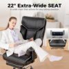 COMHOMA Big and Tall Office Chair 400lbs High Back Leather Executive Chair with Ergonomic Lumbar Support & Pocket Spring Cushion for Lower Back Pain Relief, White Black