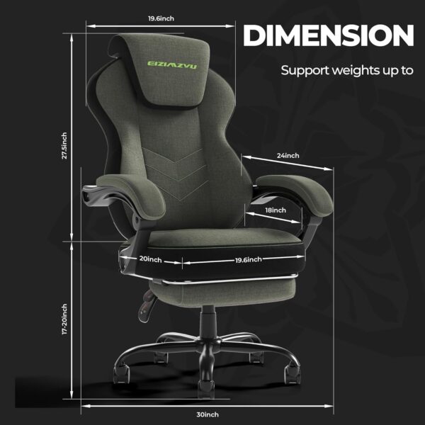 Ergonomic Office Chair with Adjustable Headrest and Footrest, High Back Computer Desk Chair with Linkage Armrests, Reclining Swivel Chair for Home Office, Executive Office Chair (274-green)