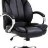 Ergonomic Office Chair Desk Chair PU Leather Computer Chair Executive Adjustable High Back PU Leather Task Rolling Swivel Chair with Lumbar Support (Black)