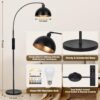 【Upgraded】Black Arc Floor Lamps for Living Room - Dimmable Arched Floor Lamp with Remote Control & 2700-6000K 9W LED Bulb Included, Modern Arch Standing lamp, Industrial Tall Lamp for Bedroom Reading