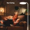 36W LED Floor Lamp, Super Bright Standing Lamp, Modern Stepless Dimmable Torchiere Tall Lamp with Remote Control, 350°Rotating Head Reading Floor Lamp for Living Room, Bedroom, Office - White