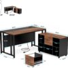 Tribesigns L-Shaped Computer Desk with Power Outlet and Drawer Cabinet, 55 inch Large Executive Office Desk Business Furniture with 40 inch Lateral File Cabinet Printer Stand for Home Office,Brown