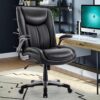 COLAMY High Back Executive Office Chair 400lbs, Large Heavy Duty Big and Tall Computer Office Desk Chair Flip-up Arms Wide Thick Seat for Home Office - Black