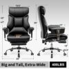 COMHOMA Big and Tall Office Chair 400lbs High Back Leather Executive Chair with Ergonomic Lumbar Support & Pocket Spring Cushion for Lower Back Pain Relief, White Black