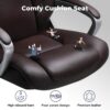 COMHOMA Ergonomic Office Chair Wheels Home Office Desk Chairs Comfy Back Support PU Leather Executive Office Chair with Headrest Padded Armrests Height Adjustable Tilt Swivel Rolling Reclining Seat