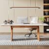 Tribesigns 71 Inch Executive Desk, Large Office Computer Desk with Heavy Duty Legs, Modern Simple Laptop Desk Study Writing Table Business Furniture for Home Office (White/Brown)