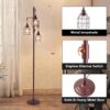 9MMML Floor Lamp for Living Room, Farmhouse Industrial Dimmable Floor lamp, 3 Lights Metal Cage Tree Standing Lamp,68", 3Pcs LED Bulbs Included