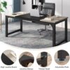 Tribesigns 70.8”Executive Desk, Large Office Computer Desk with Thicken Frame, Modern Simple Workstation Business Furniture for Home Office, Vintage Grey/Black