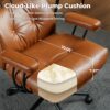 ovios Ergonomic Home Office Chair, Mid-Century Modern Faux Leather Chairs with Thickened Cushions, Comfy High Back Swivel Rolling Executive Computer Armchair (Brown, PU Leather)
