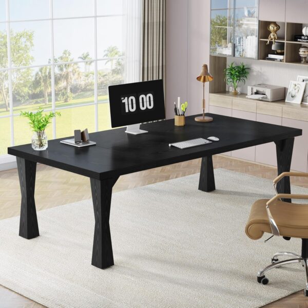 Tribesigns Executive Desk, 71" W x 35" D Large Office Desk, Modern Computer Desk Conference Table Meeting Room Table, Business Furniture for Home Office, All Black