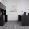 Boss Office Products Holland 71" Executive Desk and Credenza with 2 File Storage Pedestal and Hutch, Mocha