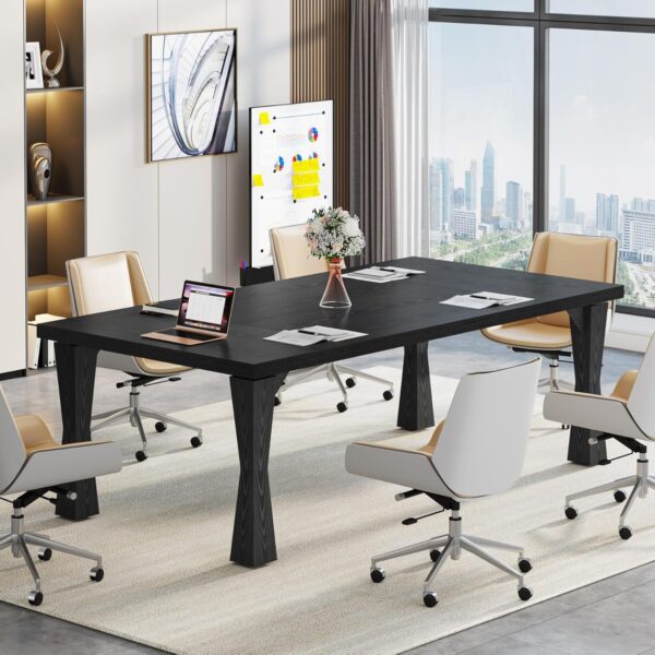Tribesigns Executive Desk, 71" W x 35" D Large Office Desk, Modern Computer Desk Conference Table Meeting Room Table, Business Furniture for Home Office, All Black