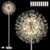 BesLowe 69'' Crystal Floor Lamp for Living Room, Modern Standing Lamp with 738PCS K9 Crystals, Tall Lamp Pole Light for Bedroom Office, Mid Century Silver Floor Lighting with 9 LED Bulbs, Chrome
