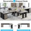 Tribesigns L-Shaped Executive Desk, Large Office Desk with 3-Drawer File Cabinet, Industrial Corner Computer Table with Drawers, Business Workstation for Home Office (Gray, 83")