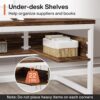 Tribesigns 63" Executive Desk with Bottom Shelves, Large Office Computer Desk, Modern Simple Workstation Business Furniture for Home Office (Walnut & White)
