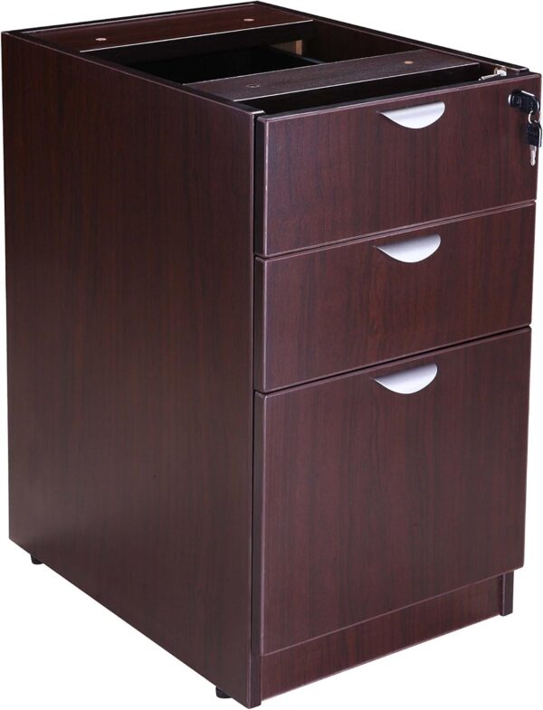 Boss Office Products Holland 71" Executive Desk and Credenza with 2 File Storage Pedestal and Hutch, Mocha
