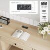 Yechen 58" Modern Executive Desk with Natural Rattan Door, Boho Writing Desk with 3 Drawers & 2 Cabinet for Study, Work, Computer, Natural Oak