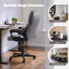 JUMMICO Executive Office Chair High Back Managerial Home Desk Chair, Adjustable Swivel Computer PU Leather Chair with Lumbar Support (Gray)