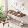 Tribesigns Modern Walnut/White 55" Heavy Duty Computer Desk, Study & Work Desk, 23.6"D x 55.1"W x 29.5"H, Z-Shaped Metal Legs, 330 lbs Capacity