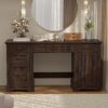 AHB 58" Executive Desk, Home Office Desk with Drawers and Cabinet, Wooden Workstation with Storage, Farmhouse Desk for Writing, Studying, Working