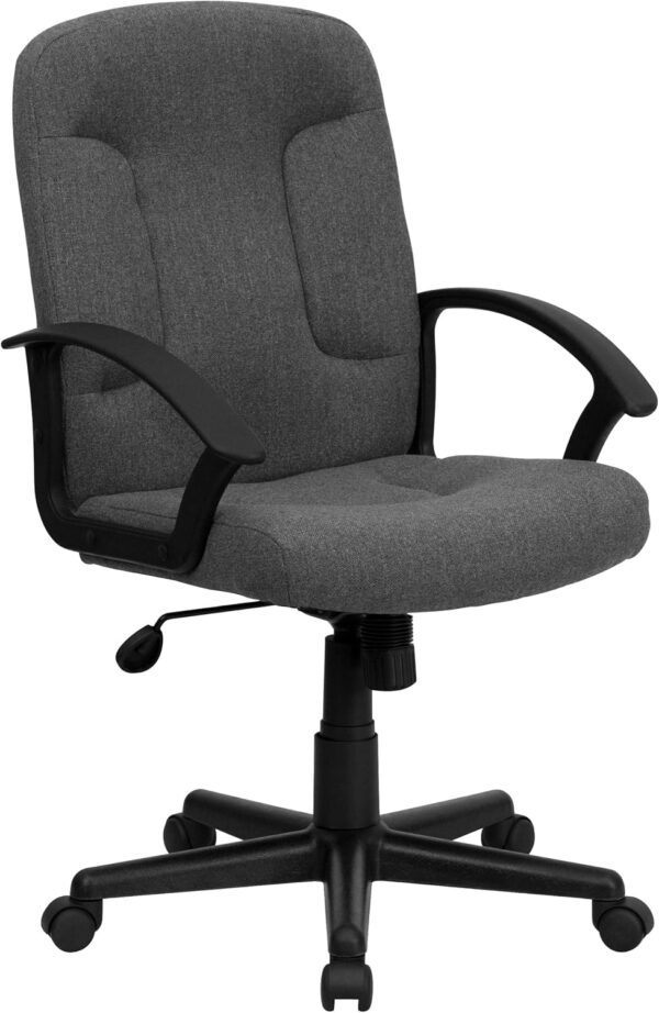 Flash Furniture Garver Mid-Back Gray Fabric Executive Swivel Office Chair with Nylon Arms
