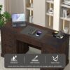 AHB 58" Executive Desk, Home Office Desk with Drawers and Cabinet, Wooden Workstation with Storage, Farmhouse Desk for Writing, Studying, Working