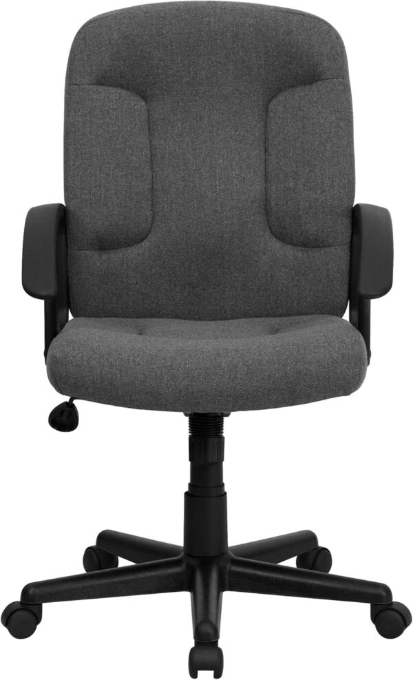 Flash Furniture Garver Mid-Back Gray Fabric Executive Swivel Office Chair with Nylon Arms