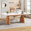 Tribesigns 71 Inch Executive Desk, Large Office Computer Desk with Heavy Duty Legs, Modern Simple Laptop Desk Study Writing Table Business Furniture for Home Office (White/Brown)