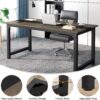 Tribesigns 70.8” Executive Desk, Large Office Computer Desk with Thicken Frame, Modern Simple Workstation Business Furniture for Home Office, Vintage Grey/Black