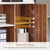 Tribesigns 85.8-Inch L-Shaped Executive Desk, Extra Large Modern Office Desk with File Drawers, Door Cabinet & Shelves, Commercial Office Table, Home Business Workstation, White & Brown