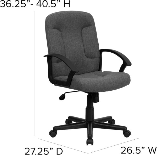 Flash Furniture Garver Mid-Back Gray Fabric Executive Swivel Office Chair with Nylon Arms
