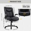 COLAMY High Back Executive Office Chair 400lbs, Large Heavy Duty Big and Tall Computer Office Desk Chair Flip-up Arms Wide Thick Seat for Home Office - Black