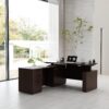 66.93'' Height Adjustable L-Shaped Executive Desk with Drawers and Shelves (Espresso)