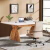 Tribesigns 71 Inch Executive Desk, Large Office Computer Desk with Heavy Duty Legs, Modern Simple Laptop Desk Study Writing Table Business Furniture for Home Office (White/Brown)