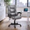 JUMMICO Executive Office Chair High Back Managerial Home Desk Chair, Adjustable Swivel Computer PU Leather Chair with Lumbar Support (Gray)