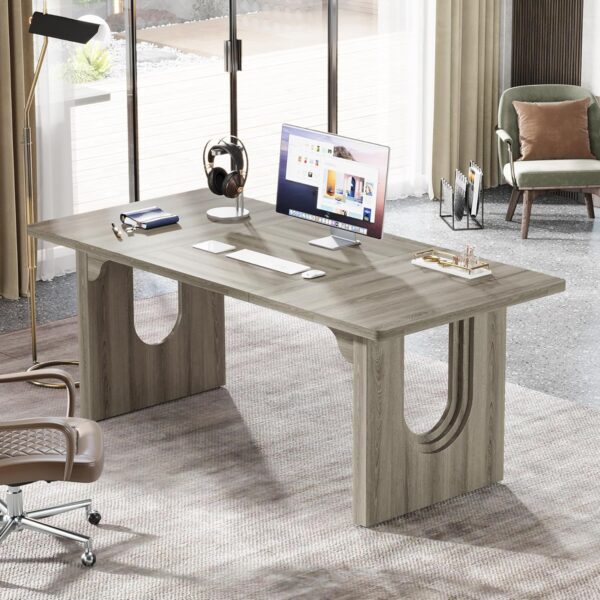 Tribesigns Modern Executive Desk, 70.9" Large Office Computer Desk, Conference Table Meeting Room Table, Simple Workstation Business Furniture for Home Office, Grey
